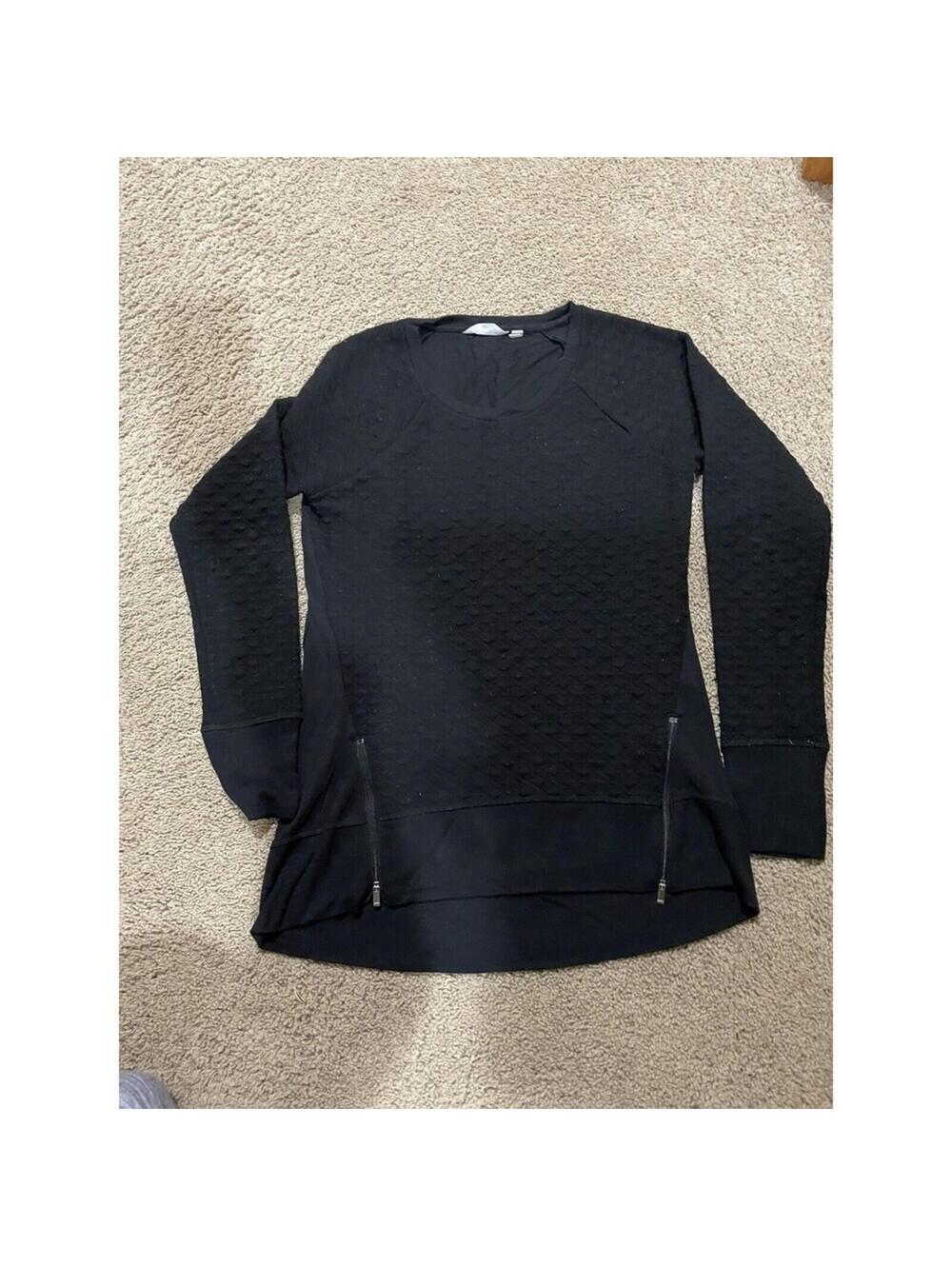 Women's Athleta Black knitted sweater M MEDIUM zippers long sleeve